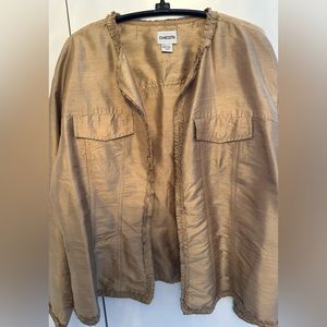 100% Shantung Silk Jacket - Chico’s Size 3